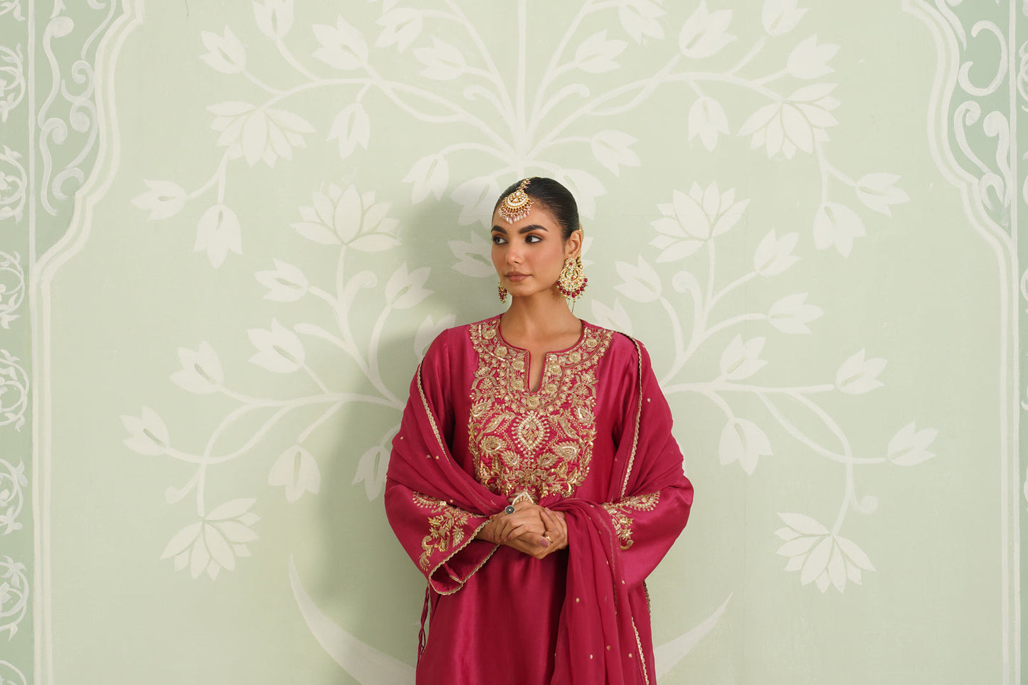 Dani Chanderi Satin Embroidered Matching Set - Neetika Chopra