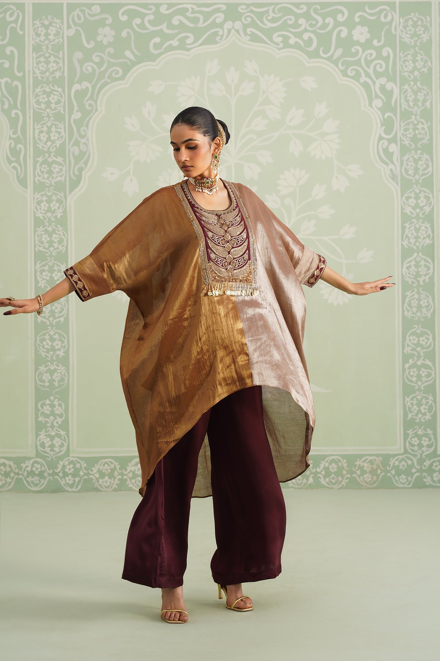 Gunjan Cotton Tissue Embroidered Matching Set - Neetika Chopra