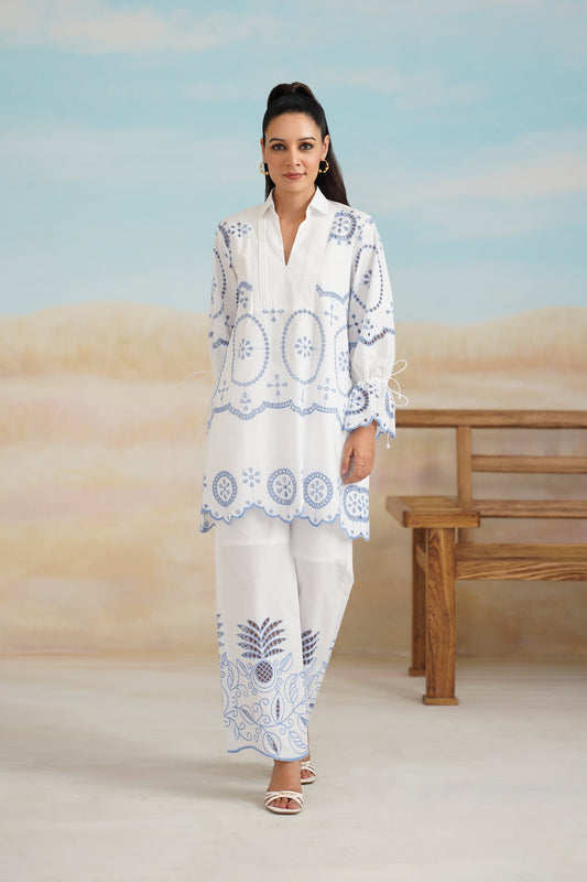 Shreya Poplin Cotton Embroidered Matching Set - Neetika Chopra