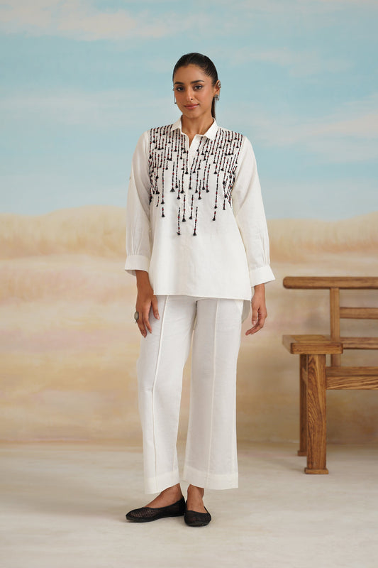Shafak Cotton Linen Embroidered Matching set - Neetika Chopra