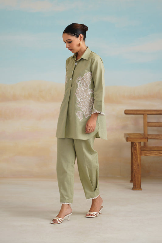 Ishika Cotton Linen Embroidered Matching Set - Neetika Chopra