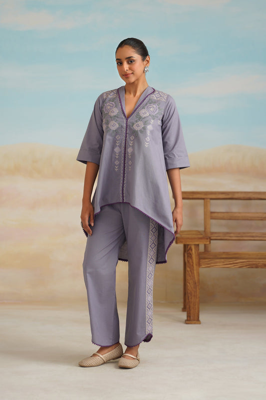 Loveen Cotton Linen Embroidered Matching Set - Neetika Chopra