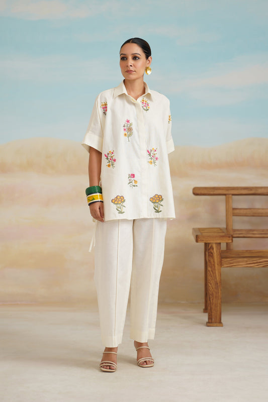 Kshira Pure Linen Embroidered Matching Set - Neetika Chopra