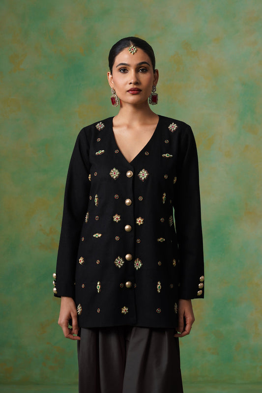 Viha Tweed Matching Coat Set - Neetika Chopra