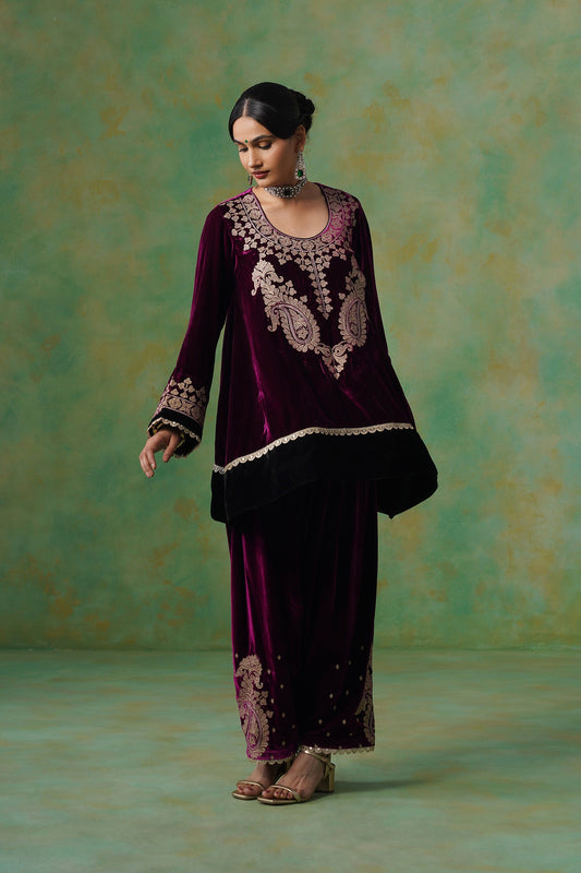 Umika Velvet Embroidered Suit Set - Neetika Chopra