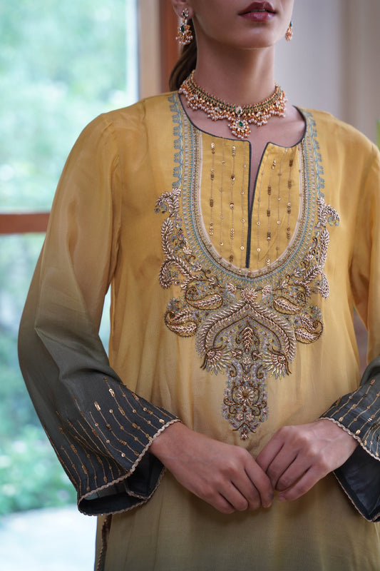 Ruhani Hand Embroidered Crepe Printed Matching Set - Neetika Chopra