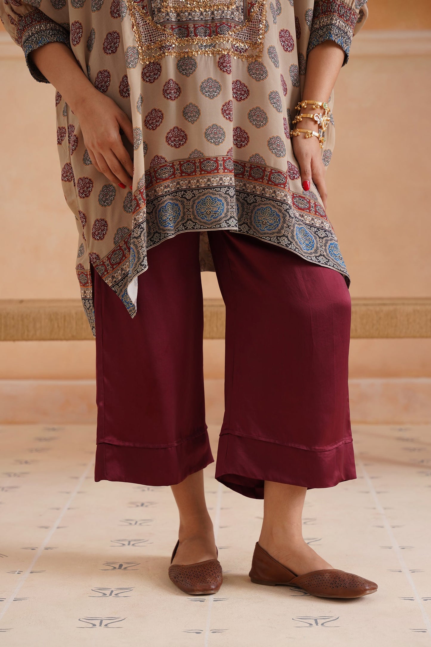 Saya Printed Crepe Hand Embroidered Matching Set - Neetika Chopra
