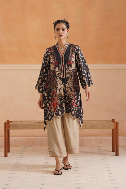 Lajja Printed Crepe Hand Embroidered Matching Set - Neetika Chopra