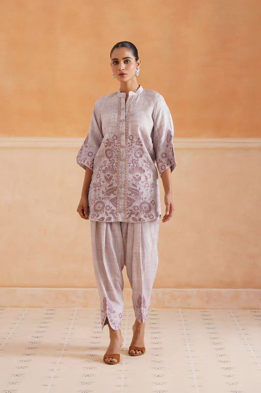 Emira Pure Linen Embroidered Matching Set - Neetika Chopra