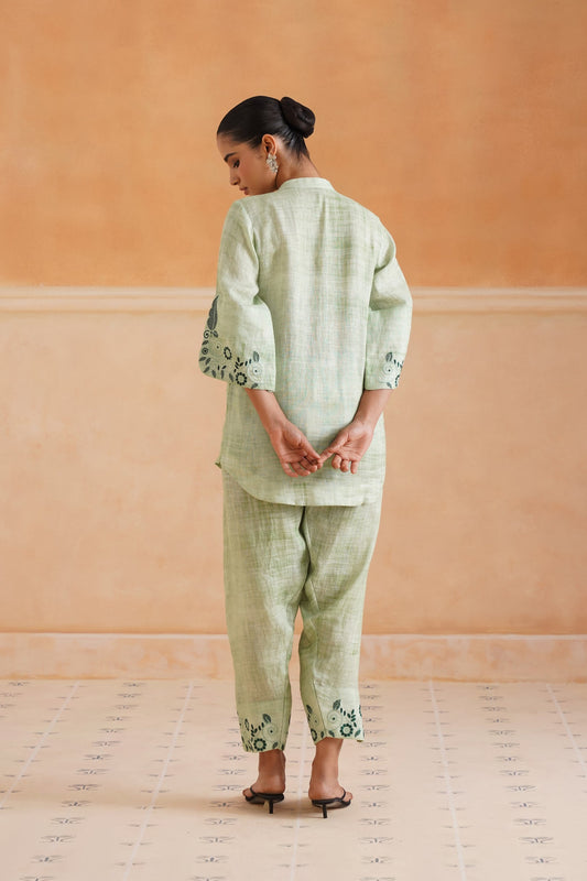 Hiral Pure Linen Embroidered Matching Set - Neetika Chopra