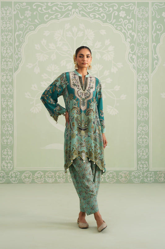 Gulbahaar Hand Embroidered Crepe Printed Matching Set - Neetika Chopra