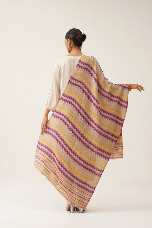 Samina Zig Zag Lurex Woollen Stole - Neetika Chopra