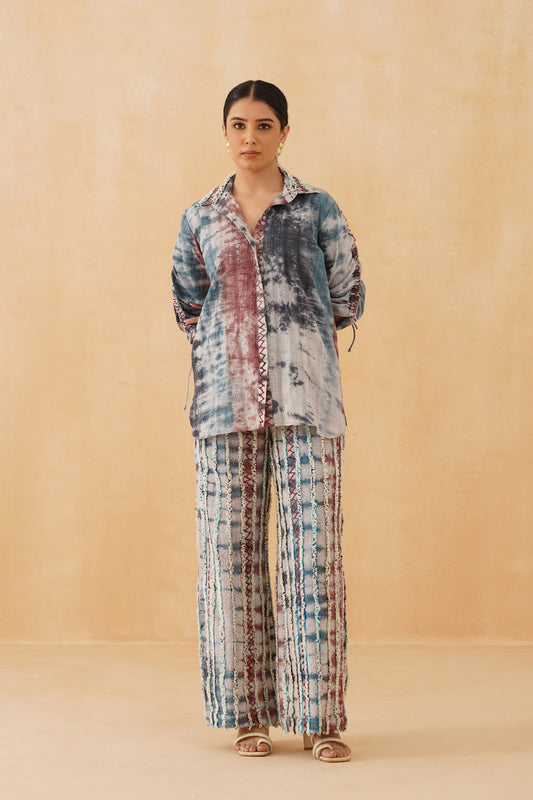 Blue Wave Cotton Embroidered Matching Set - Neetika Chopra