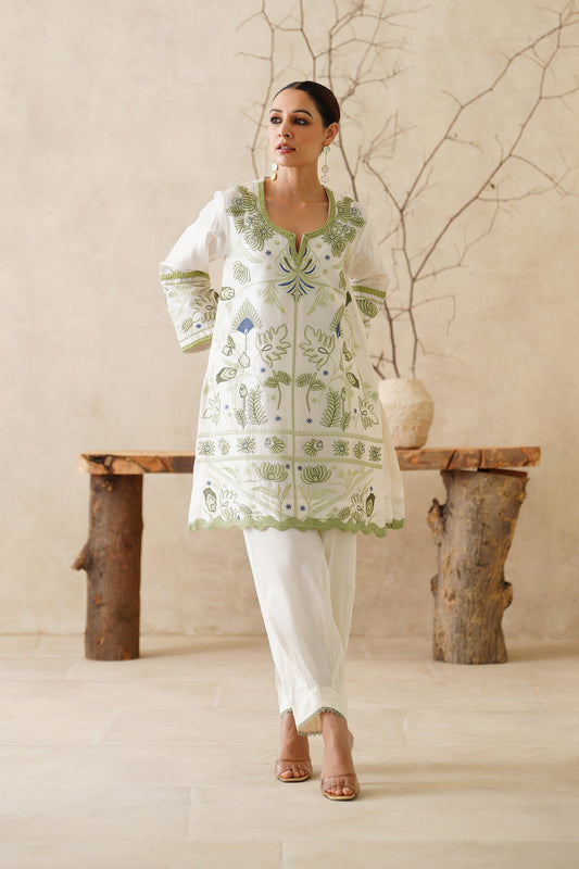 Zarwa Pure Chanderi Embroidered Matching Set - Neetika Chopra