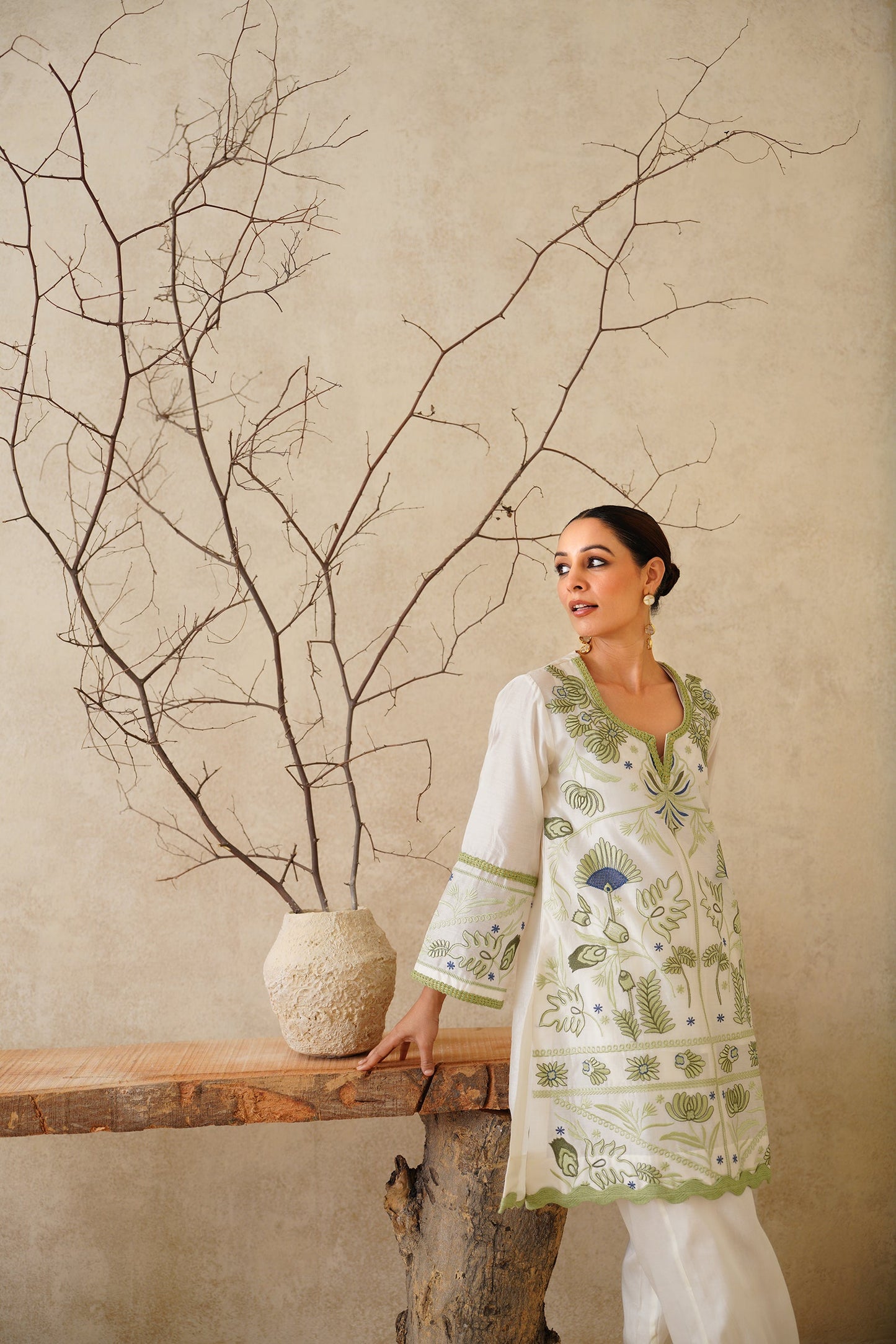 Zarwa Pure Chanderi Embroidered Matching Set - Neetika Chopra