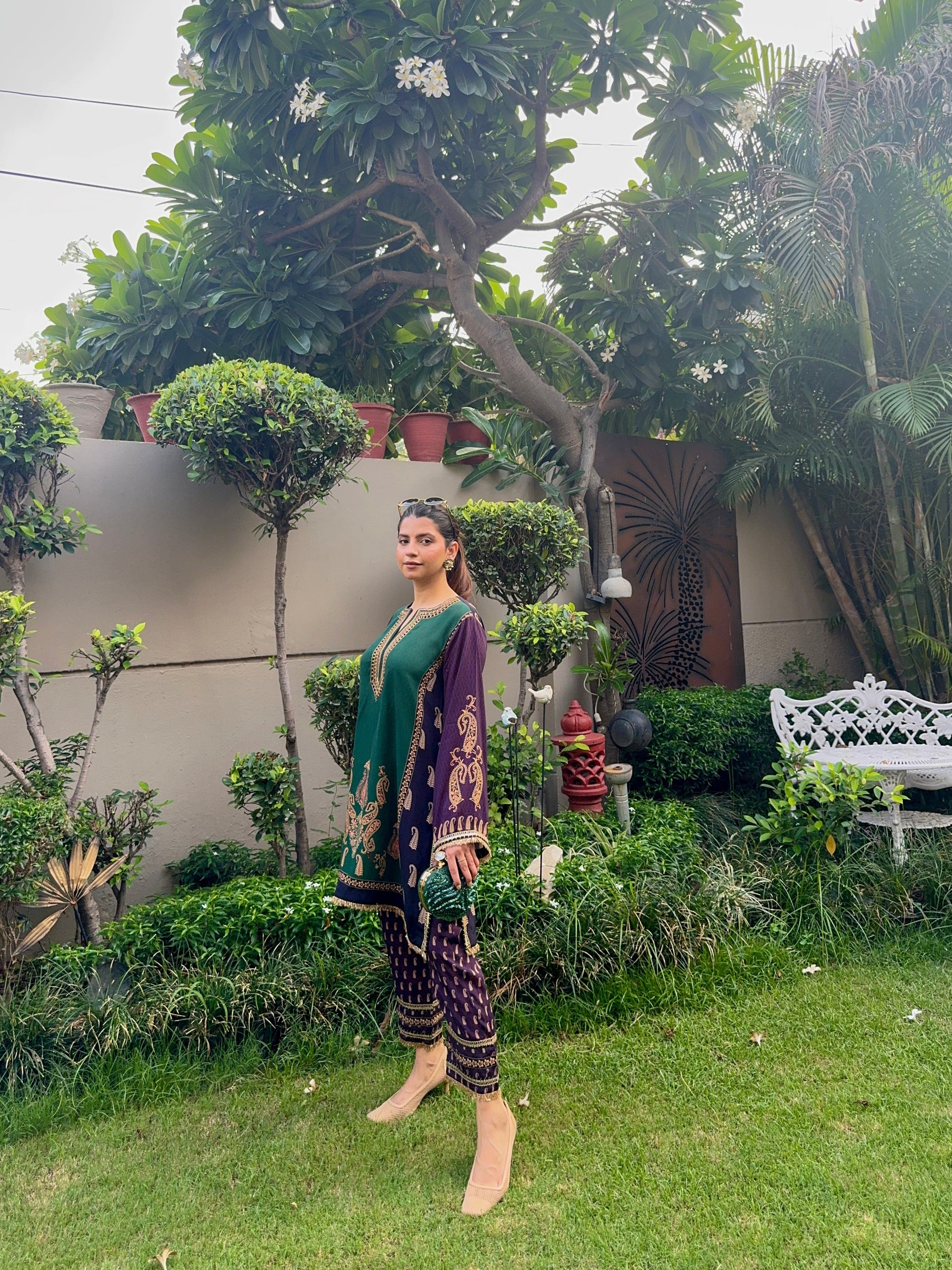 Jodhpur Hand Embroidered Crepe Matching Set - Neetika Chopra