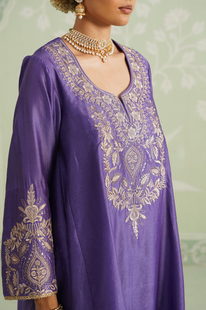 Anaira Chanderi Satin Embroidered Matching Set - Neetika Chopra