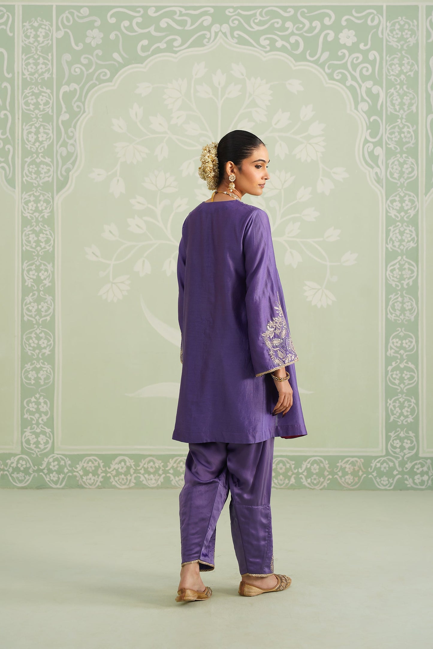 Anaira Chanderi Satin Embroidered Matching Set - Neetika Chopra