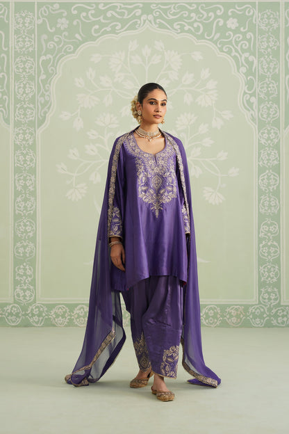 Anaira Chanderi Satin Embroidered Matching Set - Neetika Chopra