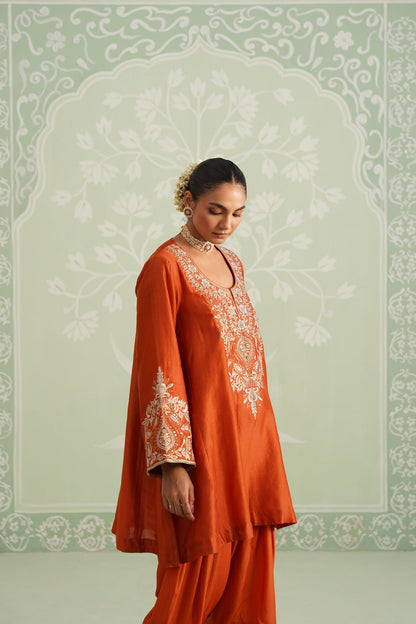 Makshi Chanderi Satin Embroidered Matching Set - Neetika Chopra
