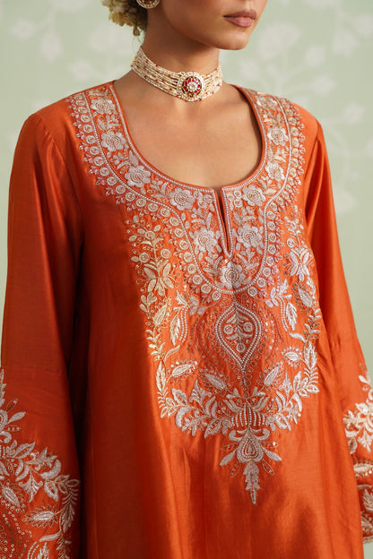 Makshi Chanderi Satin Embroidered Matching Set - Neetika Chopra