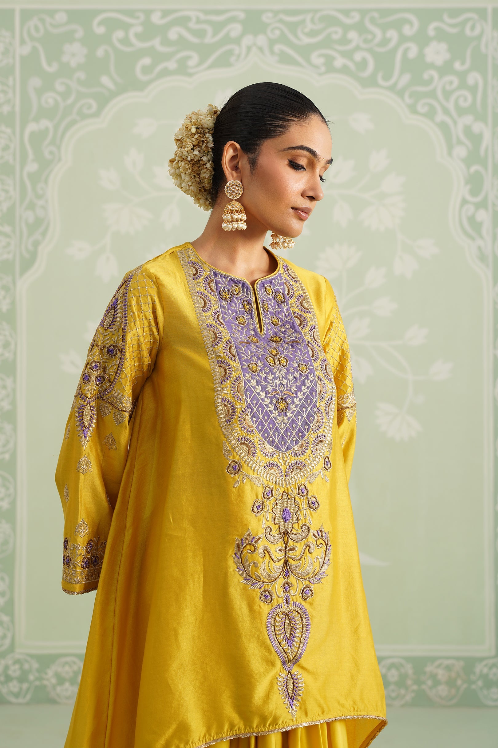 Tamana Chanderi Satin Embroidered Matching Set - Neetika Chopra