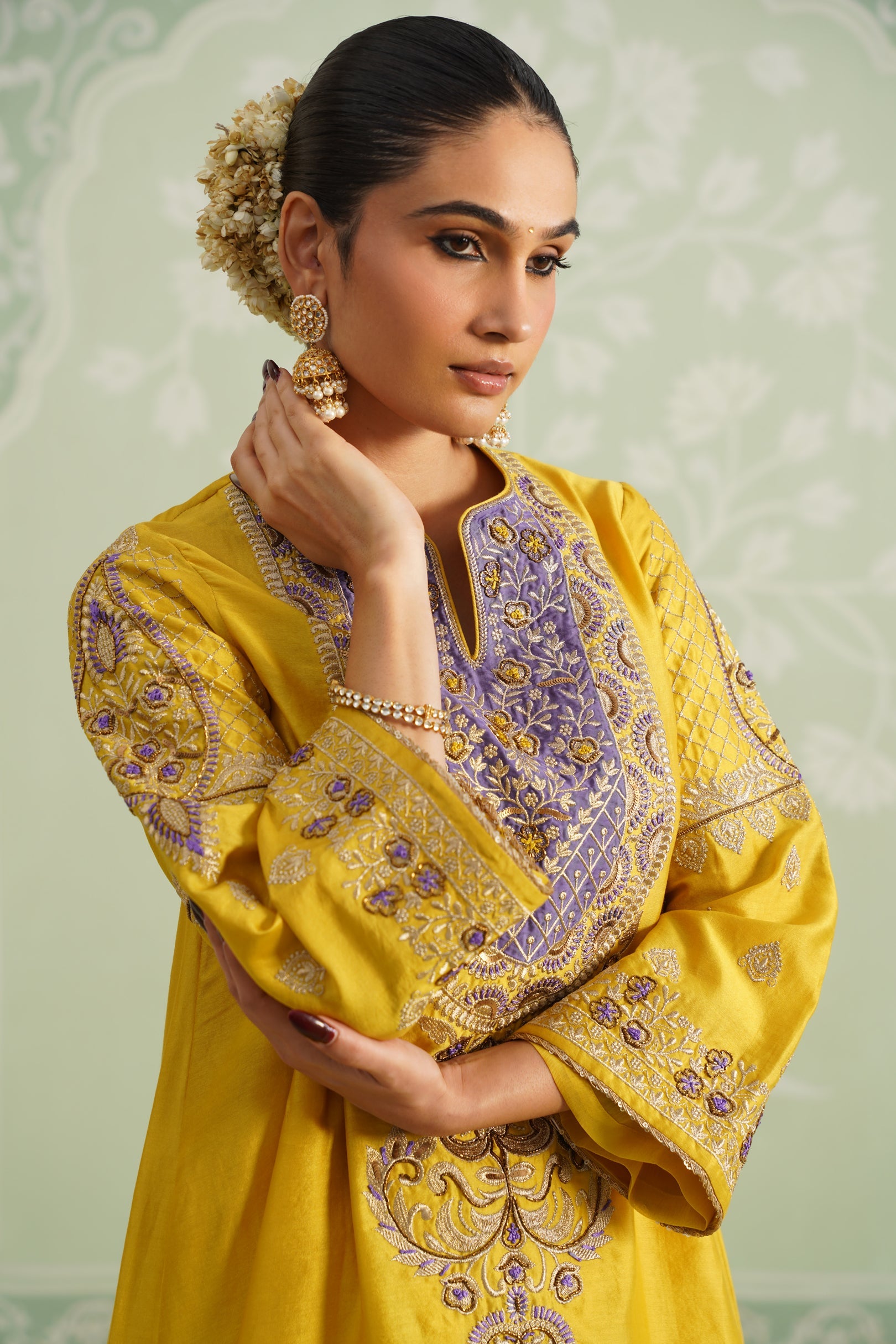 Tamana Chanderi Satin Embroidered Matching Set - Neetika Chopra