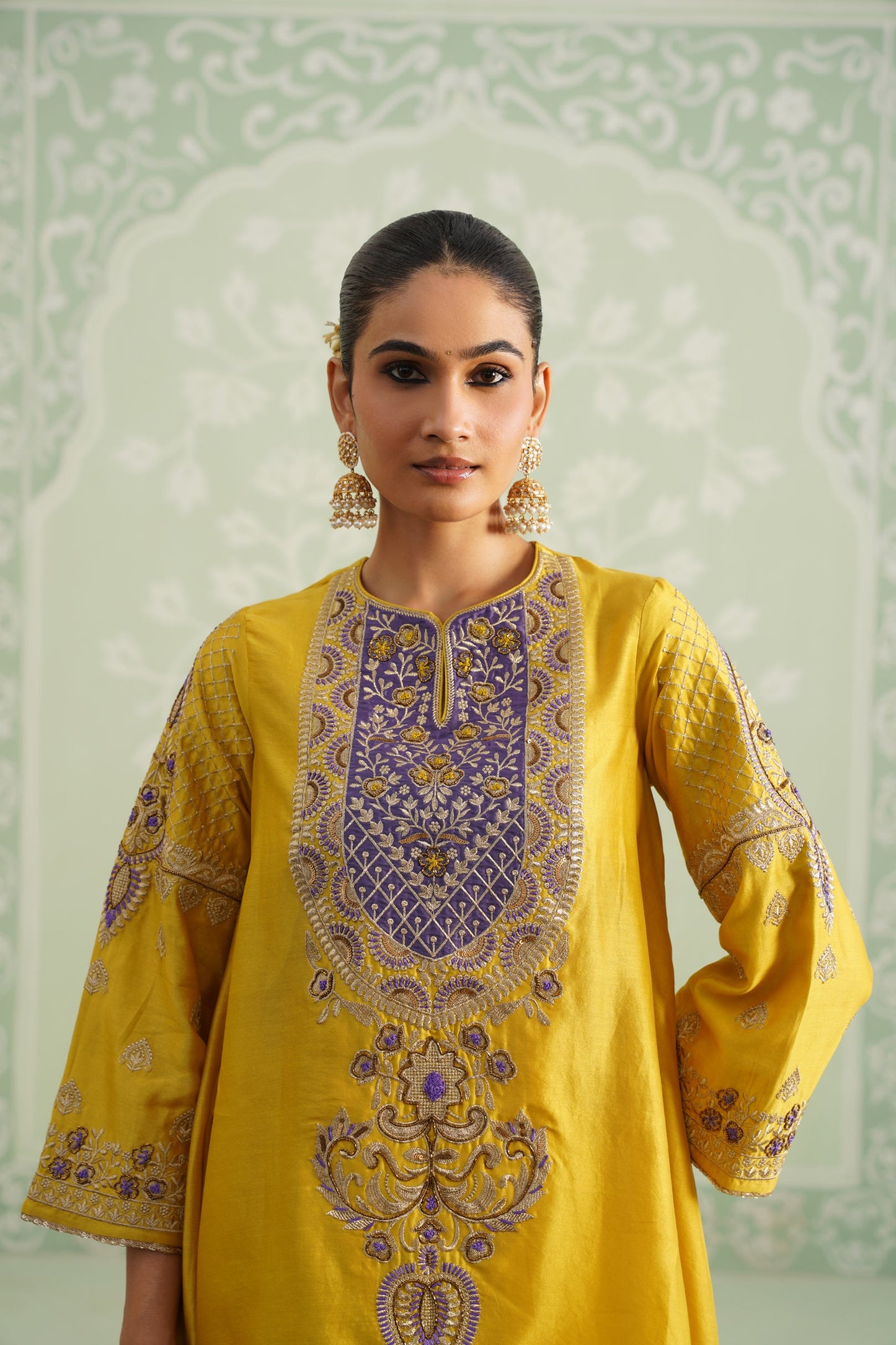 Tamana Chanderi Satin Embroidered Matching Set - Neetika Chopra