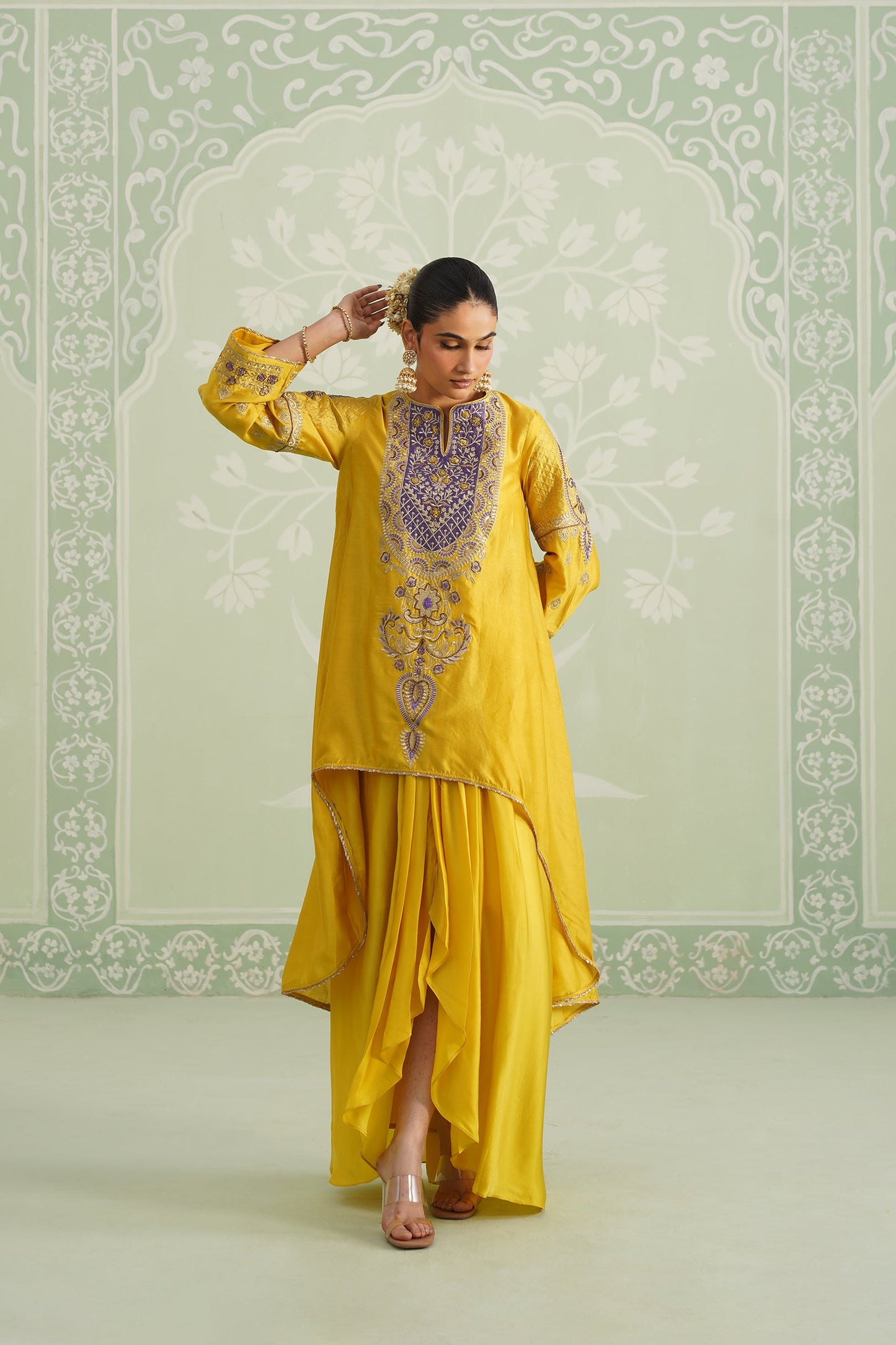Tamana Chanderi Satin Embroidered Matching Set - Neetika Chopra