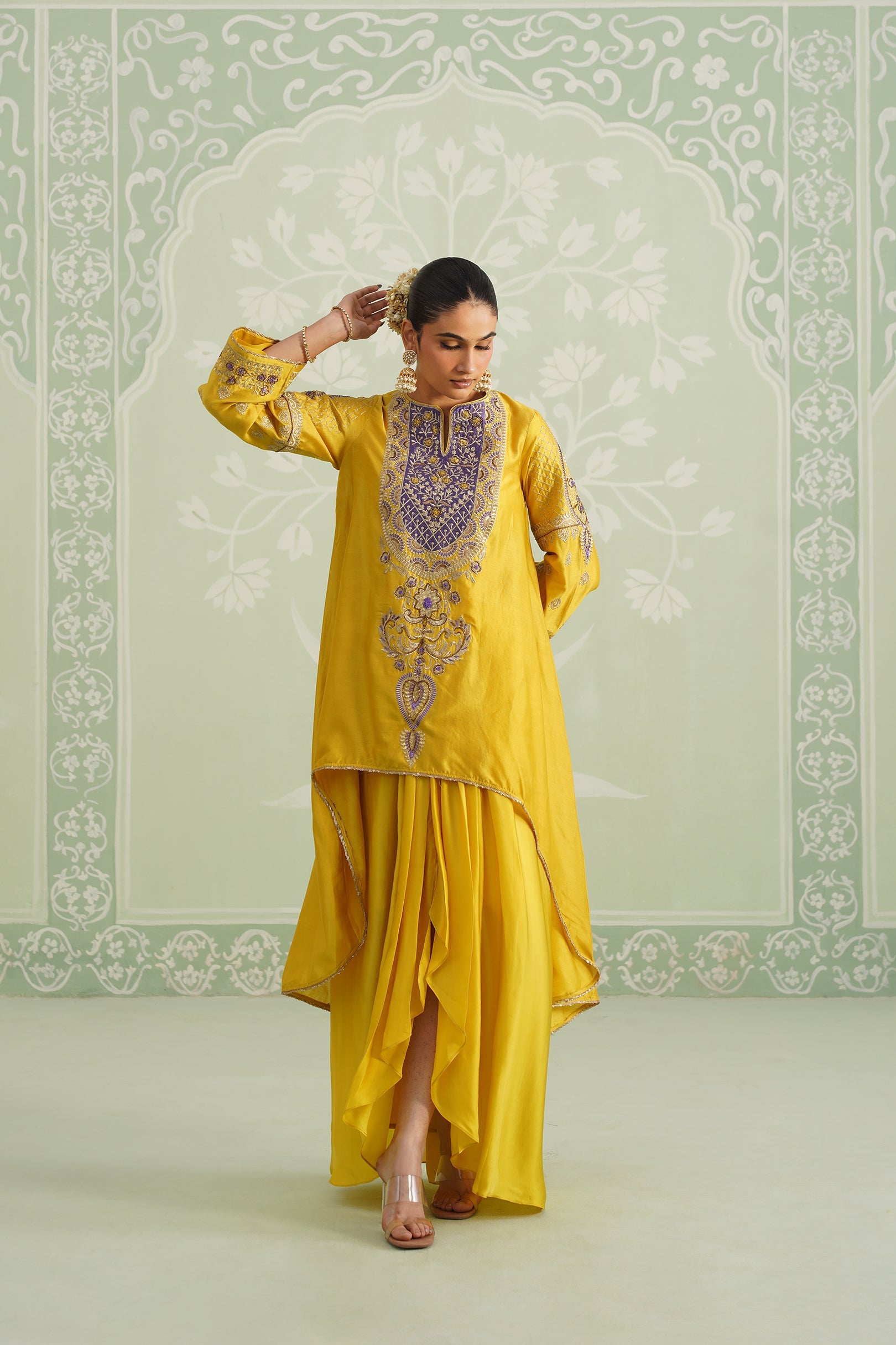 Tamana Chanderi Satin Embroidered Matching Set - Neetika Chopra