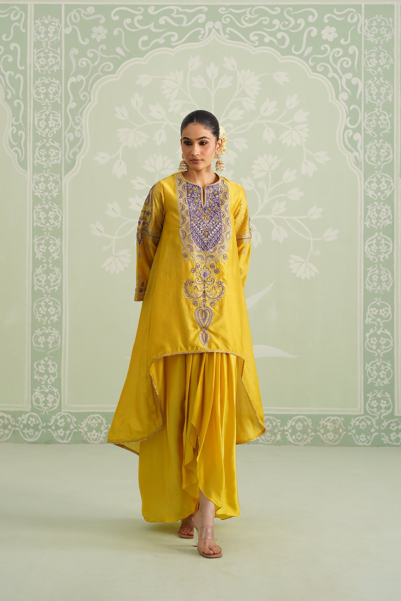 Tamana Chanderi Satin Embroidered Matching Set - Neetika Chopra