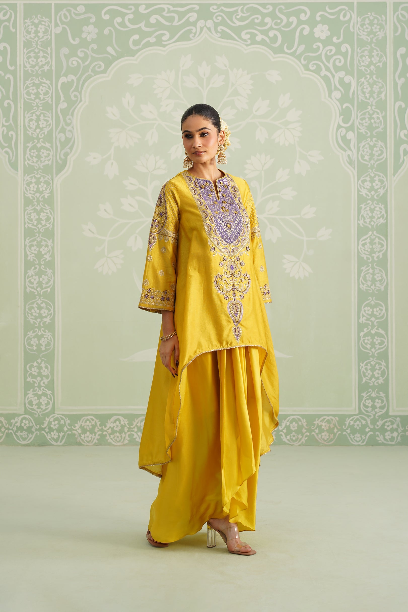 Tamana Chanderi Satin Embroidered Matching Set - Neetika Chopra