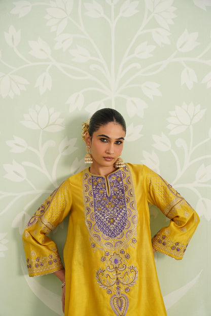 Tamana Chanderi Satin Embroidered Matching Set - Neetika Chopra