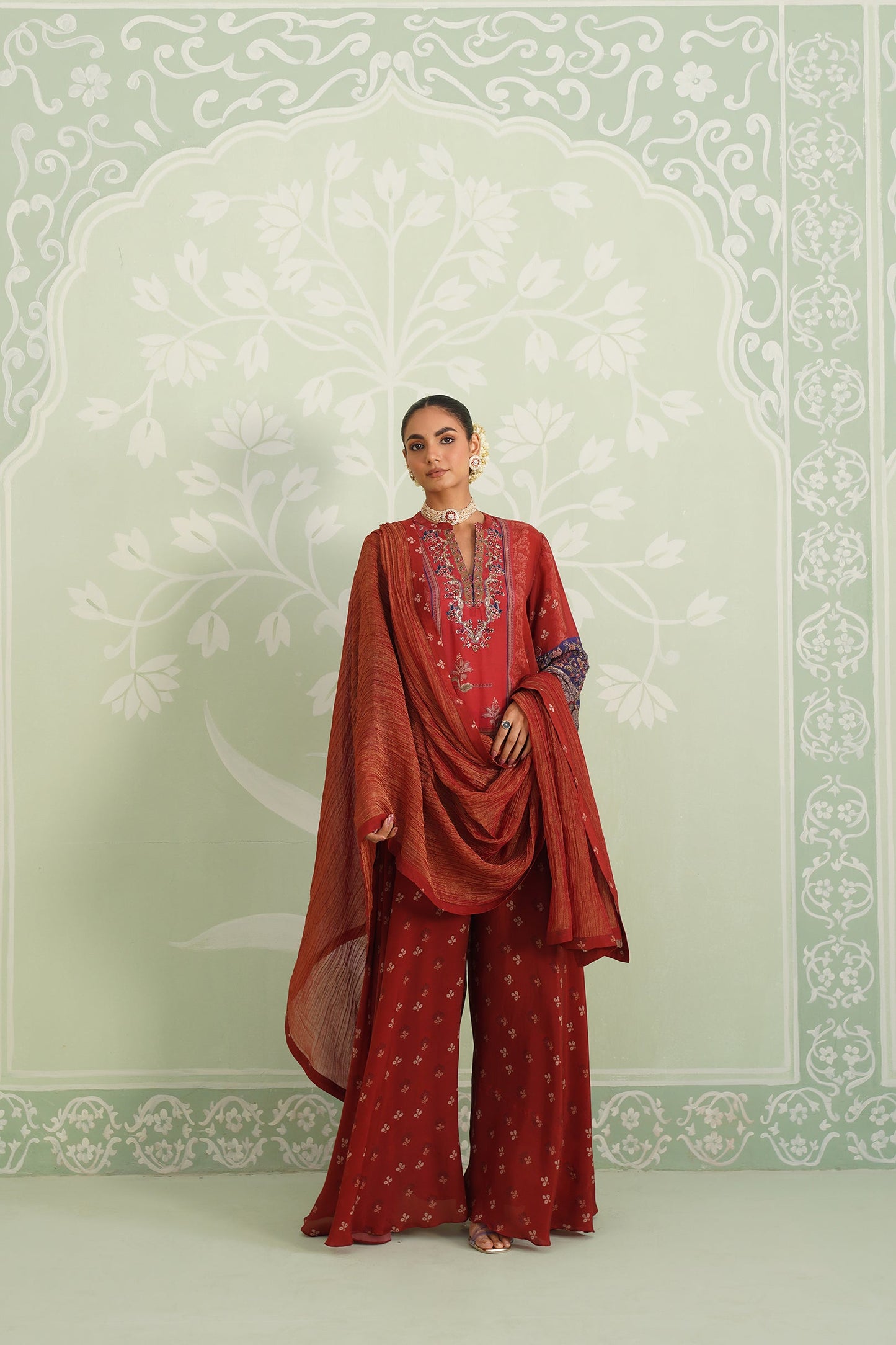 Zohal Crepe Embroidered Sharara Set - Neetika Chopra