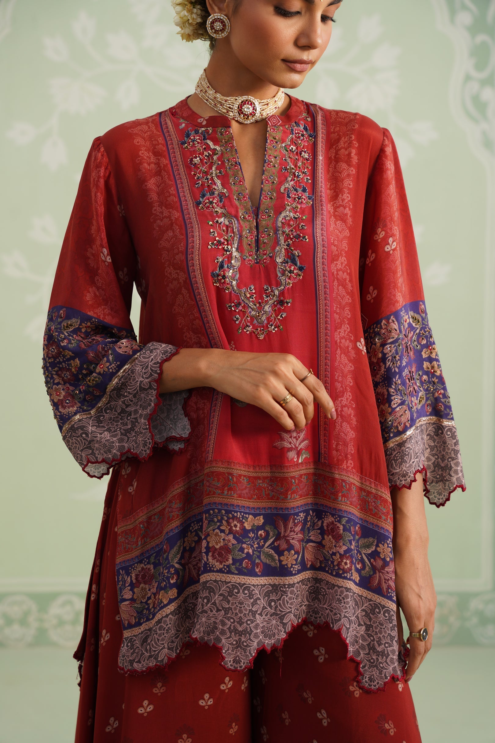 Zohal Crepe Embroidered Sharara Set - Neetika Chopra