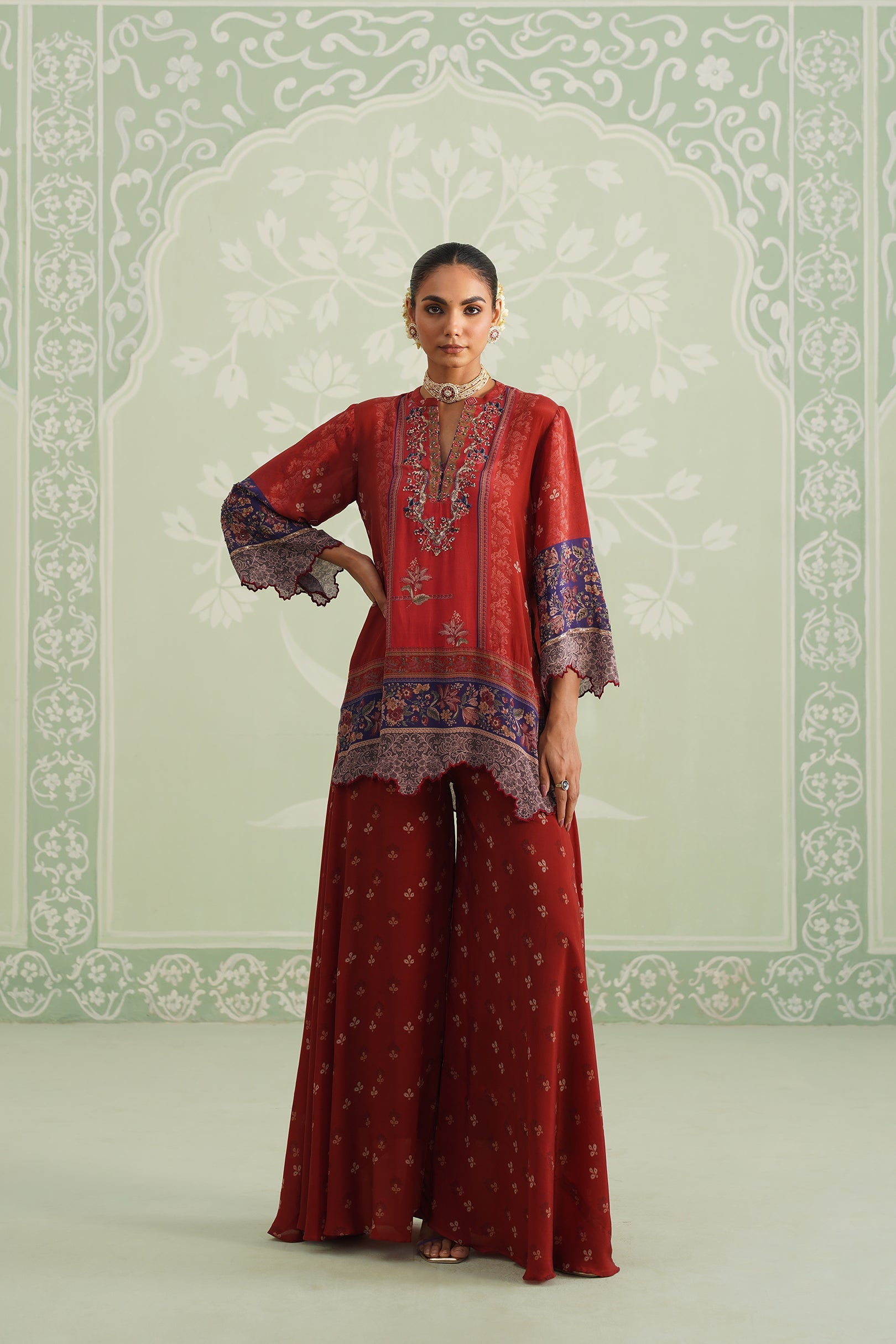 Zohal Crepe Embroidered Sharara Set - Neetika Chopra