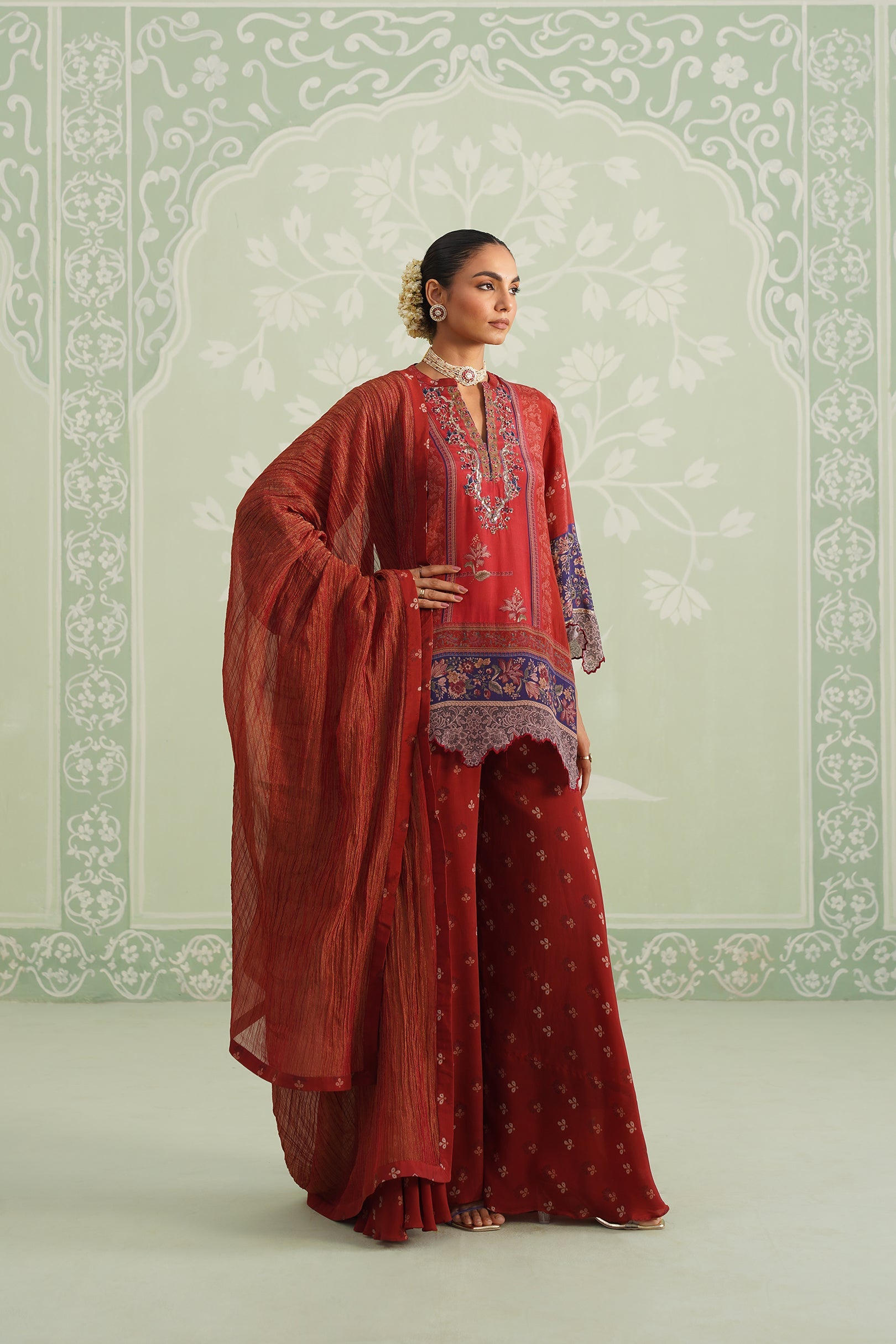 Zohal Crepe Embroidered Sharara Set - Neetika Chopra