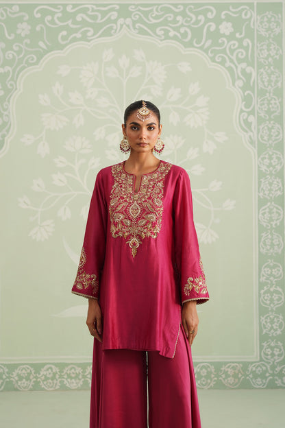 Dani Chanderi Satin Embroidered Matching Set - Neetika Chopra