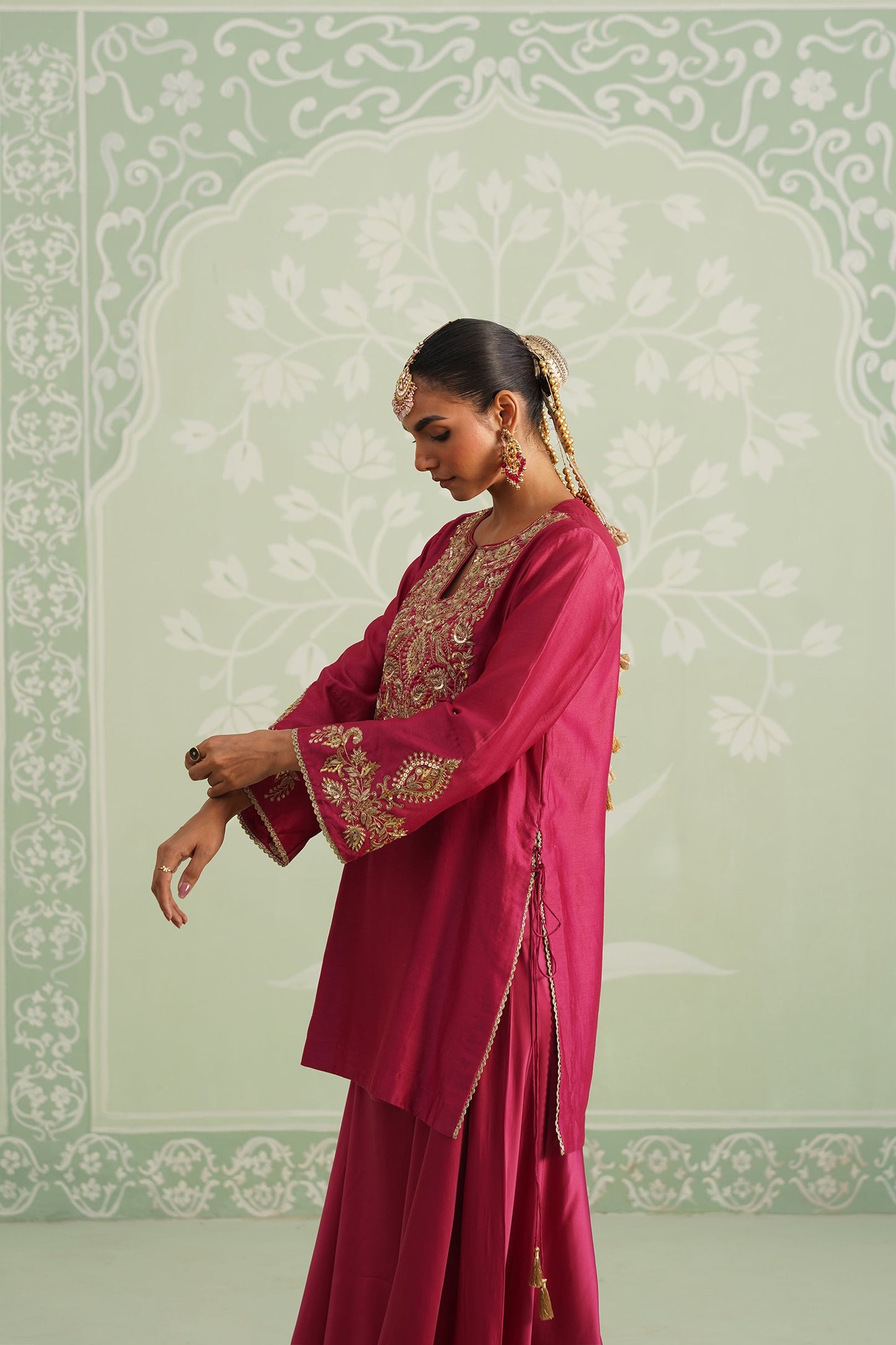 Dani Chanderi Satin Embroidered Matching Set - Neetika Chopra