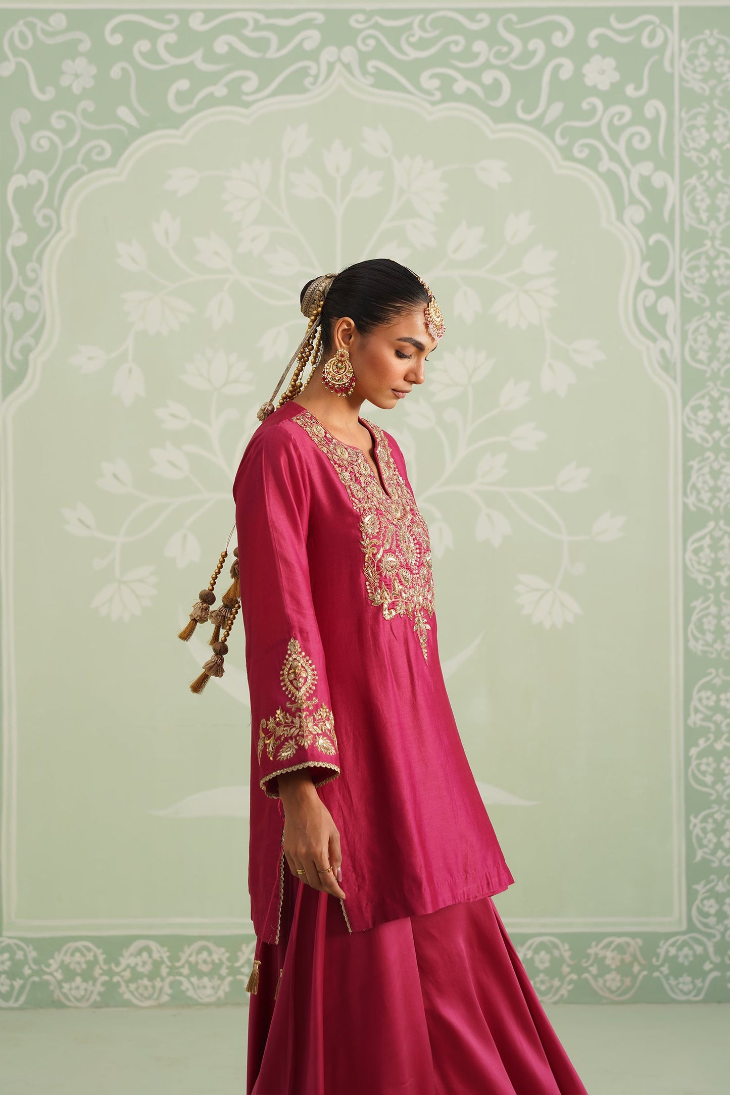 Dani Chanderi Satin Embroidered Matching Set - Neetika Chopra