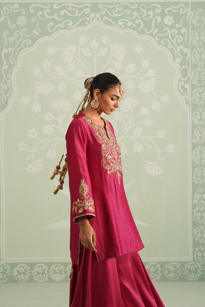 Dani Chanderi Satin Embroidered Matching Set - Neetika Chopra