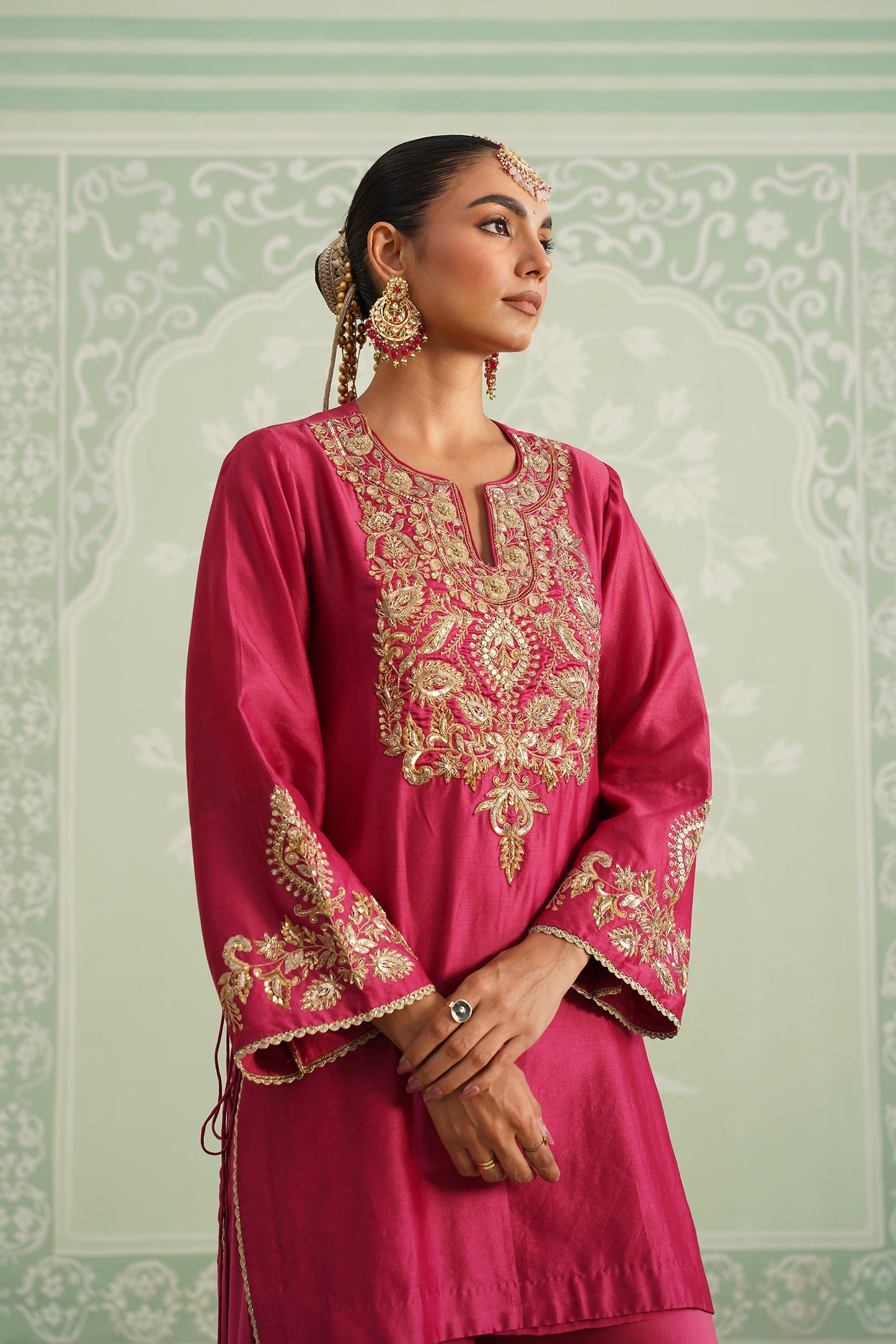 Dani Chanderi Satin Embroidered Matching Set - Neetika Chopra