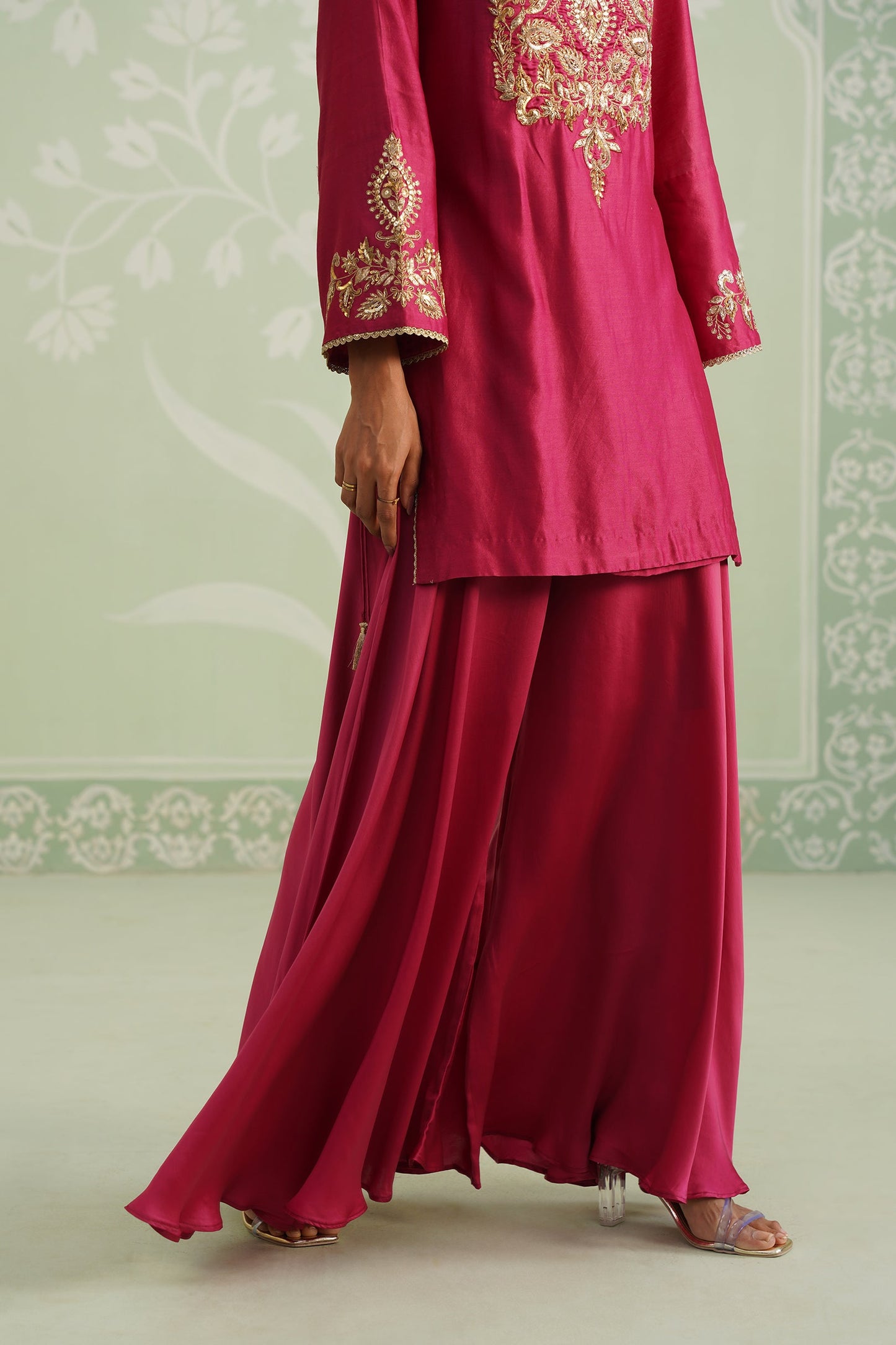 Dani Chanderi Satin Embroidered Matching Set - Neetika Chopra