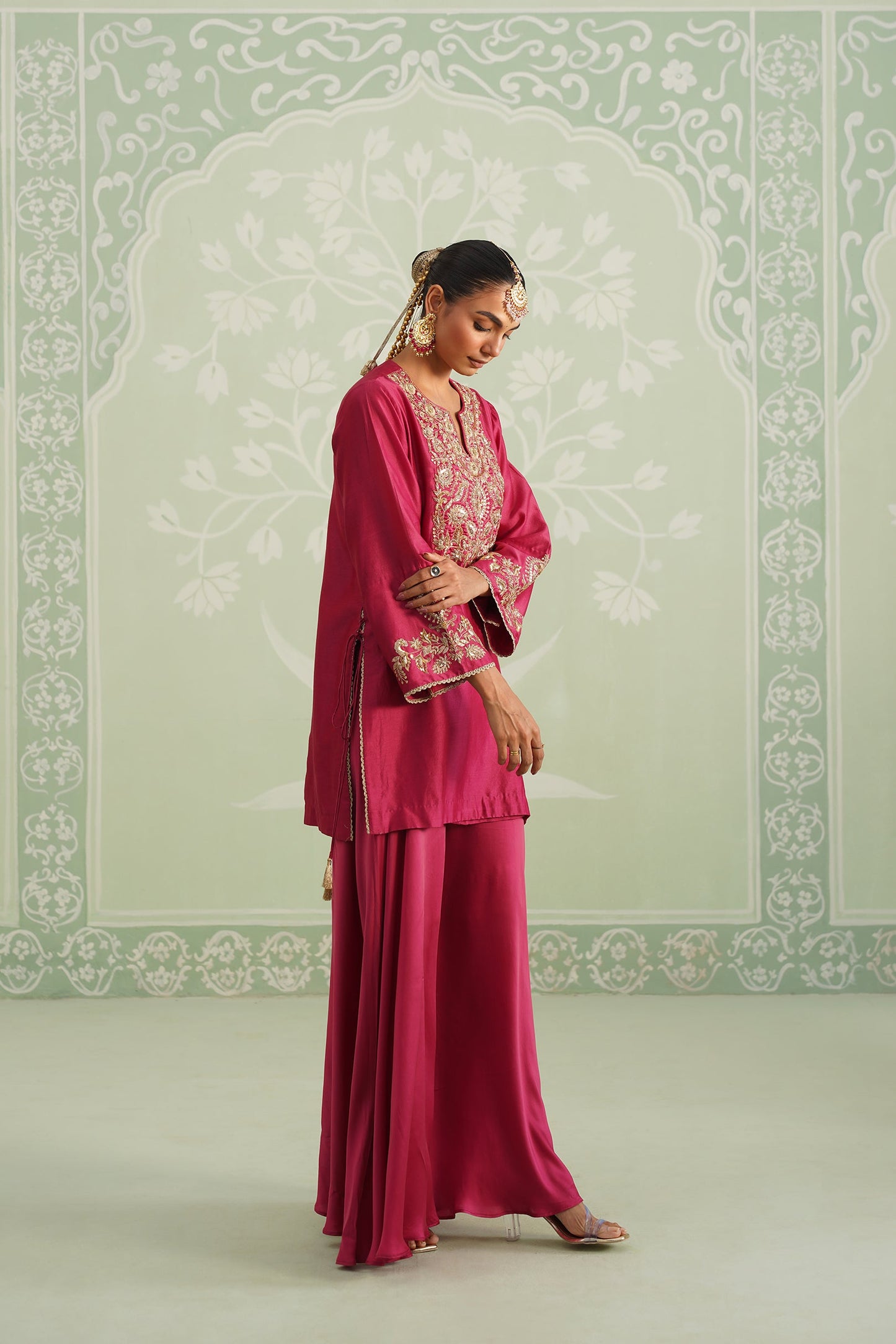 Dani Chanderi Satin Embroidered Matching Set - Neetika Chopra
