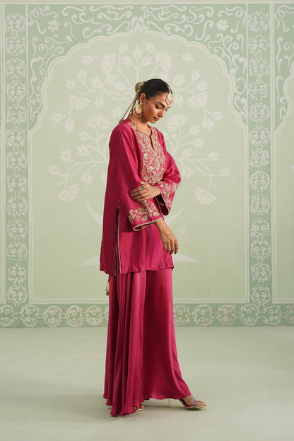Dani Chanderi Satin Embroidered Matching Set - Neetika Chopra