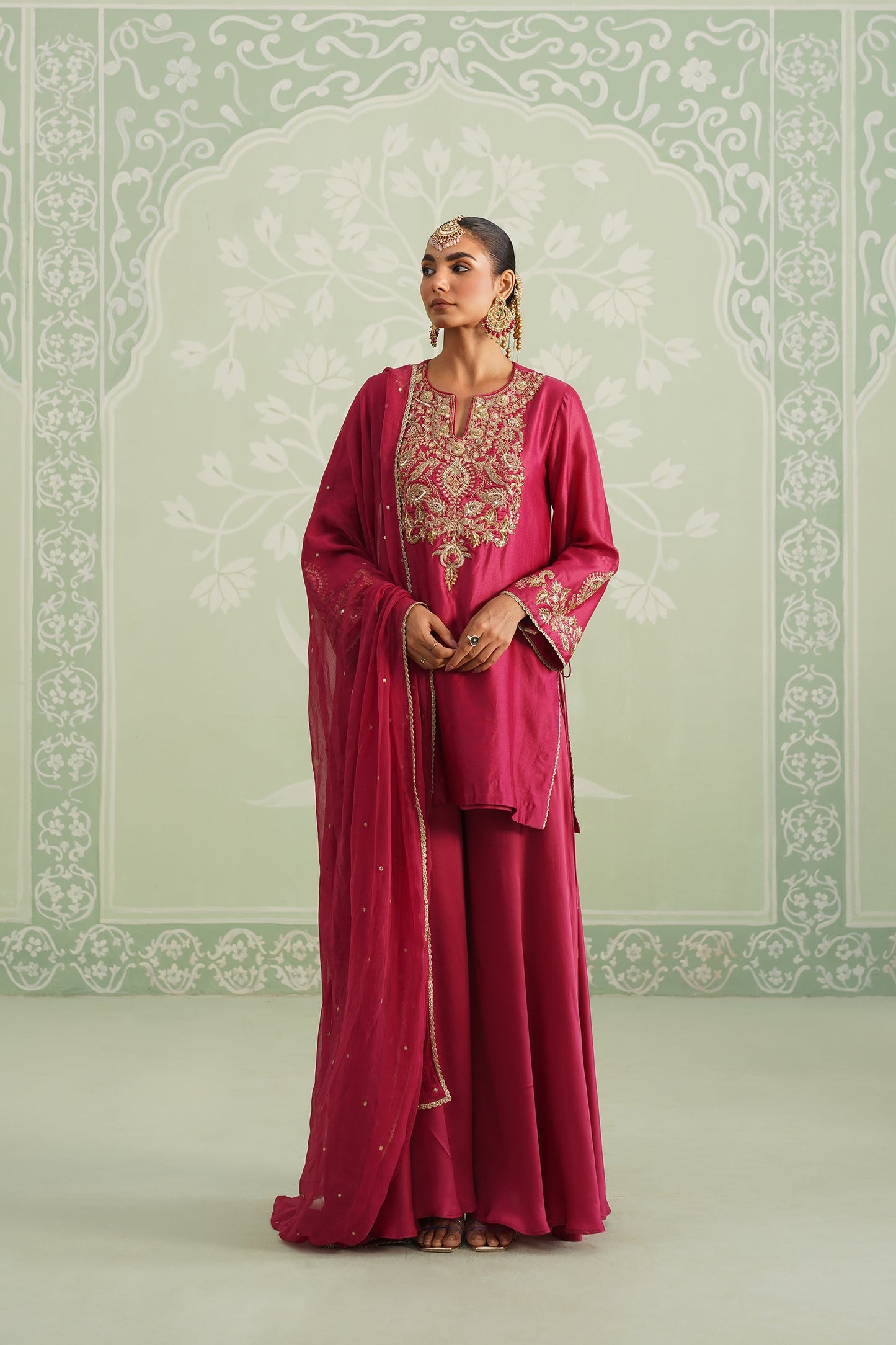 Dani Chanderi Satin Embroidered Matching Set - Neetika Chopra