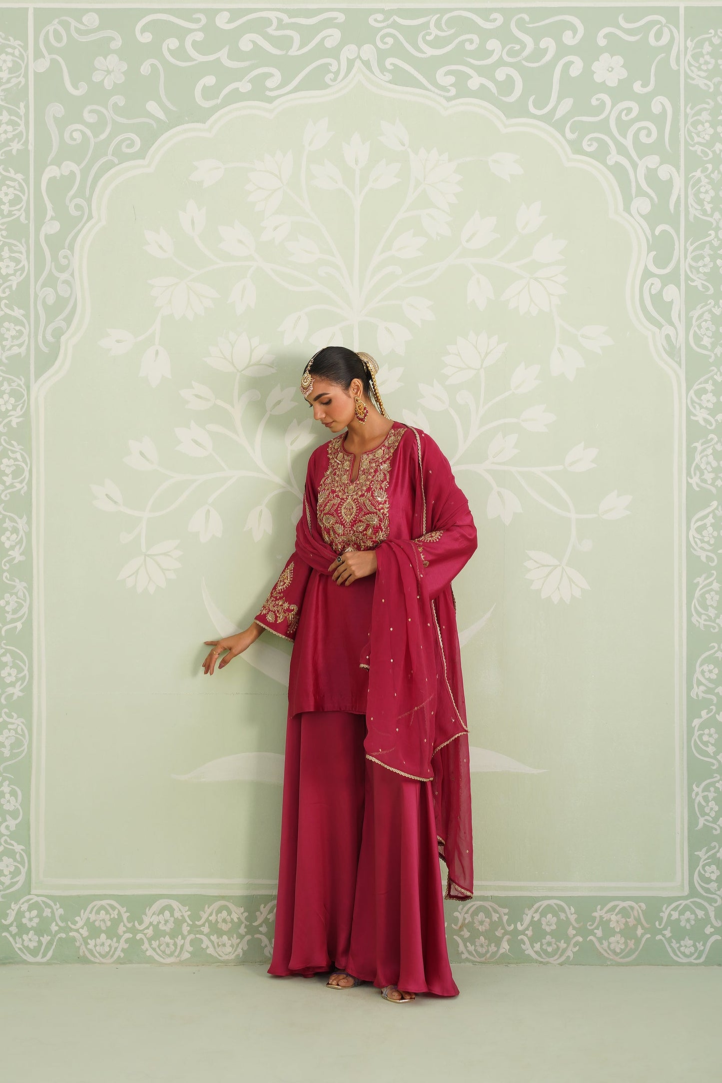 Dani Chanderi Satin Embroidered Matching Set - Neetika Chopra