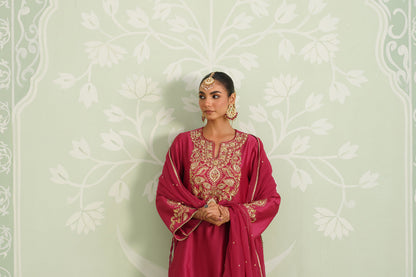 Dani Chanderi Satin Embroidered Matching Set - Neetika Chopra
