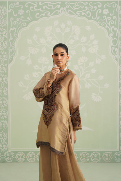 Lamhe Satin Shimmer Embroidered Matching Set - Neetika Chopra
