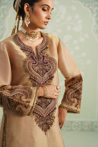Lamhe Satin Shimmer Embroidered Matching Set - Neetika Chopra